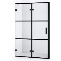 Maxaro Diamond Douchedeur | 120 cm Mat zwart Helder met 4 zwarte strepen Draaideur