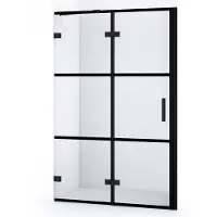 Maxaro Diamond Douchedeur | 110 cm Mat zwart Helder met 4 zwarte strepen Draaideur