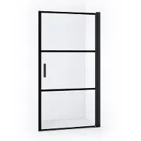 Maxaro Diamond Douchedeur | 100 cm Mat zwart Helder met 4 zwarte strepen Draaideur