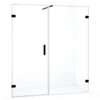 Maxaro Diamond Douchedeur | 155 cm Mat zwart Helder glas Draaideur | Douchedeur glas | Glazen Douchedeur | Nisdeur Douche