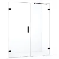 Maxaro Diamond Douchedeur | 155 cm Mat zwart Helder glas Draaideur | Douchedeur glas | Glazen Douchedeur | Nisdeur Douche