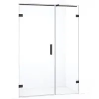 Maxaro Diamond Douchedeur | 115 cm Zwart chroom Helder glas Draaideur