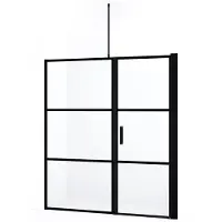 Maxaro Diamond Douchedeur | 180 cm Mat zwart Helder met 4 zwarte strepen Draaideur