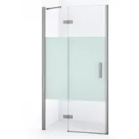 Maxaro Diamond Douchedeur | 90 cm Rvs Helder met matte strook Draaideur