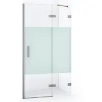 Maxaro Diamond Douchedeur | 90 cm Rvs Helder met matte strook Draaideur