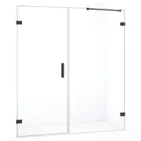 Maxaro Diamond Douchedeur | 155 cm Zwart chroom Helder glas Draaideur
