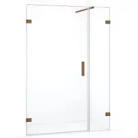 Maxaro Diamond Douchedeur | 125 cm Koper Helder glas Draaideur | Douchedeur glas | Glazen Douchedeur | Nisdeur Douche