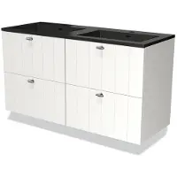 Maxaro Modulo Badkamermeubel met wastafel 120cm Mat wit Lamel front 4 lades Quartz | Badkamermeubel Wit | Wit Badmeubel | Wastafelmeubel Wit