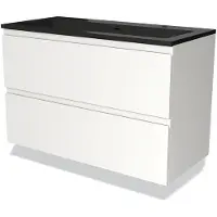 Maxaro Modulo Badkamermeubel met wastafel 100cm Mat wit Greeploos front 2 lades | Badkamermeubel Wit | Wit Badmeubel | Wastafelmeubel Wit