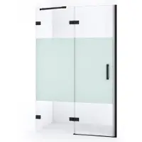 Maxaro Diamond Douchedeur | 110 cm Mat zwart Helder met matte strook Draaideur
