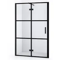 Maxaro Diamond Douchedeur | 110 cm Mat zwart Helder met 4 zwarte strepen Draaideur