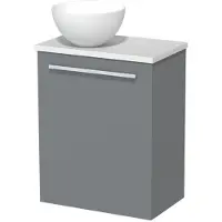 Maxaro Toiletmeubel met waskom | 41 cm Middengrijs Vlak front Mat wit Solid surface waskom Mat wit blad