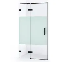 Maxaro Diamond Douchedeur | 90 cm Mat zwart Helder met matte strook Draaideur
