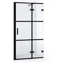 Maxaro Diamond Douchedeur | 100 cm Mat zwart Helder met 4 zwarte strepen Draaideur