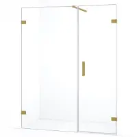 Maxaro Diamond Douchedeur | 155 cm Goud Helder glas Draaideur | Douchedeur glas | Glazen Douchedeur | Nisdeur Douche