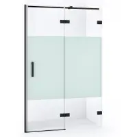 Maxaro Diamond Douchedeur | 110 cm Mat zwart Helder met matte strook Draaideur