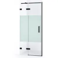 Maxaro Diamond Douchedeur | 80 cm Mat zwart Helder met matte strook Draaideur