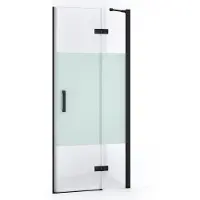Maxaro Diamond Douchedeur | 80 cm Mat zwart Helder met matte strook Draaideur