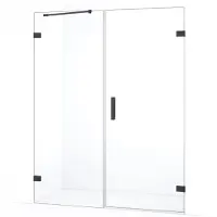 Maxaro Diamond Douchedeur | 155 cm Zwart chroom Helder glas Draaideur