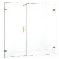 Maxaro Diamond Douchedeur | 185 cm Goud Helder glas Draaideur | Douchedeur glas | Glazen Douchedeur | Nisdeur Douche