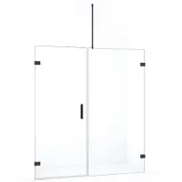 Maxaro Diamond Douchedeur | 175 cm Zwart chroom Helder glas Draaideur