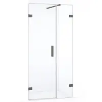 Maxaro Diamond Douchedeur | 95 cm Zwart metaal Helder glas Draaideur
