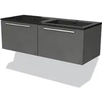 Maxaro Modulo Badkamermeubel met wastafel | 120 cm Donkergrijs beton Vlak front Quartz 2 lades naast elkaar