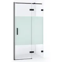 Maxaro Diamond Douchedeur | 90 cm Mat zwart Helder met matte strook Draaideur