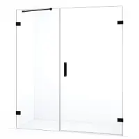 Maxaro Diamond Douchedeur | 165 cm Mat zwart Helder glas Draaideur | Douchedeur glas | Glazen Douchedeur | Nisdeur Douchewand