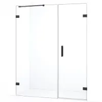Maxaro Diamond Douchedeur | 145 cm Zwart chroom Helder glas Draaideur