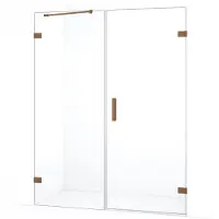 Maxaro Diamond Douchedeur | 145 cm Koper Helder glas Draaideur | Douchedeur glas | Glazen Douchedeur | Nisdeur Douche