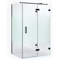Maxaro Diamond Douchecabine | 110x100 cm Mat zwart Helder met matte strook Draaideur Halfvrijstaande rechthoek