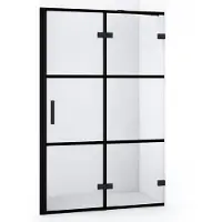 Maxaro Diamond Douchedeur | 120 cm Mat zwart Helder met 4 zwarte strepen Draaideur