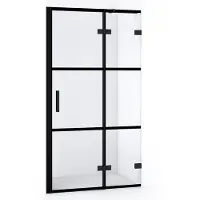 Maxaro Diamond Douchedeur | 90 cm Mat zwart Helder met 4 zwarte strepen Draaideur