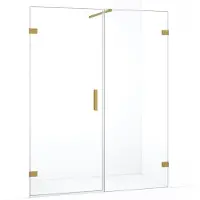 Maxaro Diamond Douchedeur | 145 cm Goud Helder glas Draaideur | Douchedeur glas | Glazen Douchedeur | Nisdeur Douche