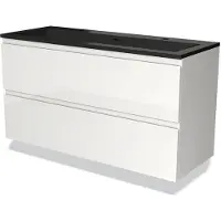 Maxaro Modulo Badkamermeubel met wastafel | 120 cm Hoogglans wit Greeploos front Quartz 2 lades onder elkaar
