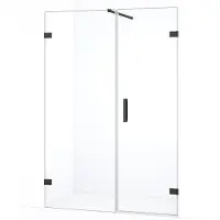 Maxaro Diamond Douchedeur | 135 cm Zwart chroom Helder glas Draaideur