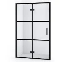 Maxaro Diamond Douchedeur | 120 cm Mat zwart Helder met 4 zwarte strepen Draaideur