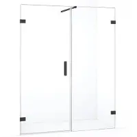Maxaro Diamond Douchedeur | 145 cm Zwart chroom Helder glas Draaideur