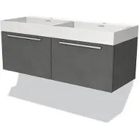 Maxaro Modulo Badkamermeubel met wastafel | 120 cm Donkergrijs beton Vlak front Solid surface 2 lades naast elkaar