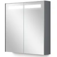 Maxaro Spiegelkast Met Verlichting Modulo 70x70cm Middengrijs Badkamer Spiegelkast | Spiegelkast Badkamer | Spiegelkast met Verlichting