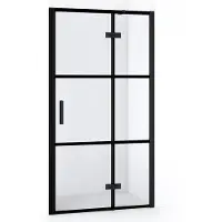 Maxaro Diamond Douchedeur | 100 cm Mat zwart Helder met 4 zwarte strepen Draaideur