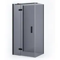 Maxaro Diamond Douchecabine | 100x80 cm Mat zwart Rookglas Draaideur Halfvrijstaande rechthoek