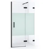 Maxaro Diamond Douchedeur | 90 cm Mat zwart Helder met matte strook Draaideur