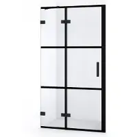 Maxaro Diamond Douchedeur | 100 cm Mat zwart Helder met 4 zwarte strepen Draaideur