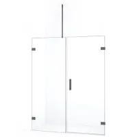 Maxaro Diamond Douchedeur | 145 cm Zwart metaal Helder glas Draaideur