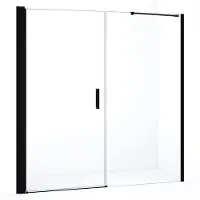 Maxaro Diamond Douchedeur | 190 cm Mat zwart Helder glas Draaideur | Douchedeur glas | Glazen Douchedeur | Nisdeur Douche