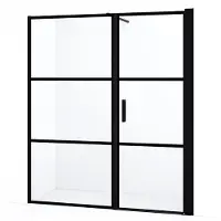 Maxaro Diamond Douchedeur | 170 cm Mat zwart Helder met 4 zwarte strepen Draaideur