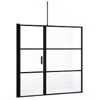 Maxaro Diamond Douchedeur | 200 cm Mat zwart Helder met 4 zwarte strepen Draaideur