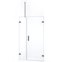 Maxaro Diamond Douchedeur | 95 cm Zwart metaal Helder glas Draaideur